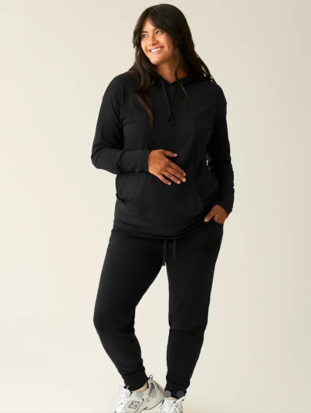 Set! Kindred Bravely Bamboo Black Maternity & Nursing Pullover Hoodie & Joggers